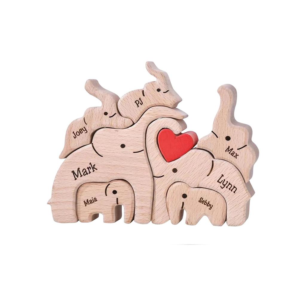 Family Wooden Sculpture Crafts Decoration Wood Carving Living Room Tabletop Ornament