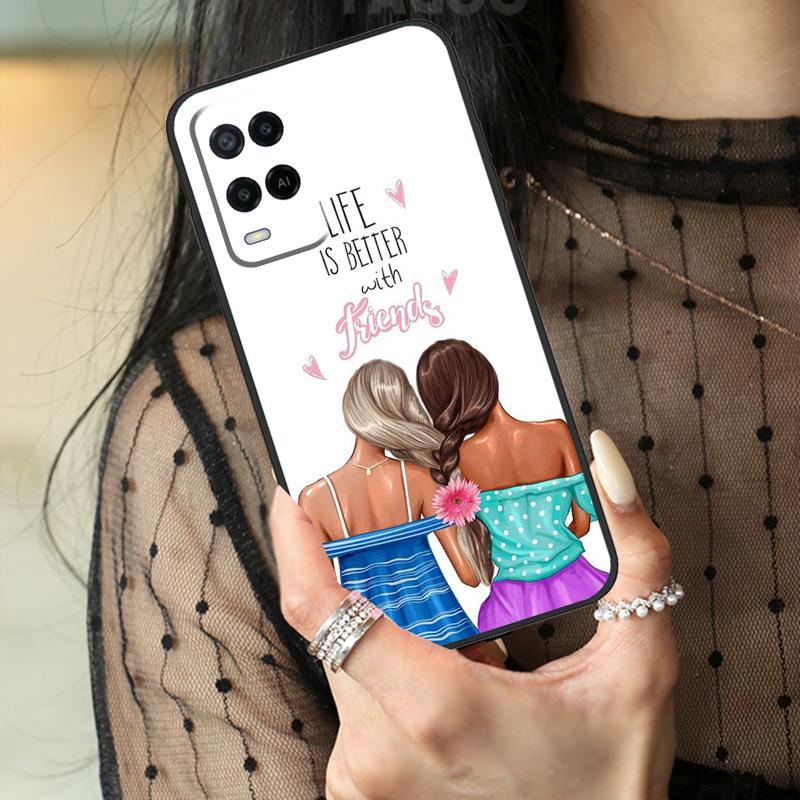 Best Friends BFF Matching Case For Oppo A16 A76 A96 A17 A18 A60 A80 A40 A38 A58 A78 A98 A94 A74 A54 A15 A57 A77 A5 Pro
