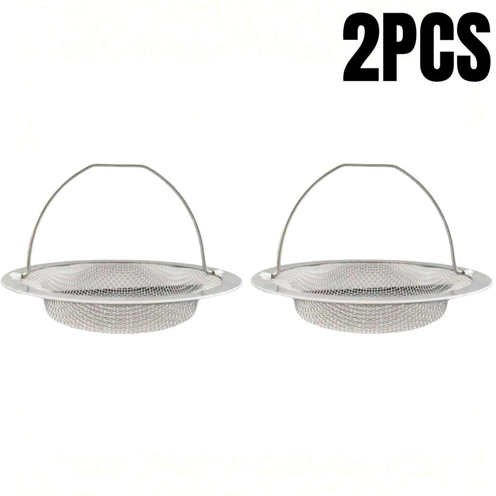 1/2/3Pcs Kitchen Sink Strainer With Handle Stainless Steel Mesh Filter Drain Stopper Food Residue Hair Catcher Prevents Clogs