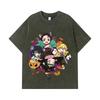 275 GSM Washed T-shirts 100% Cotton Demon Slayer V111 Halloween Print Unisex Heavy Cotton T Shirt