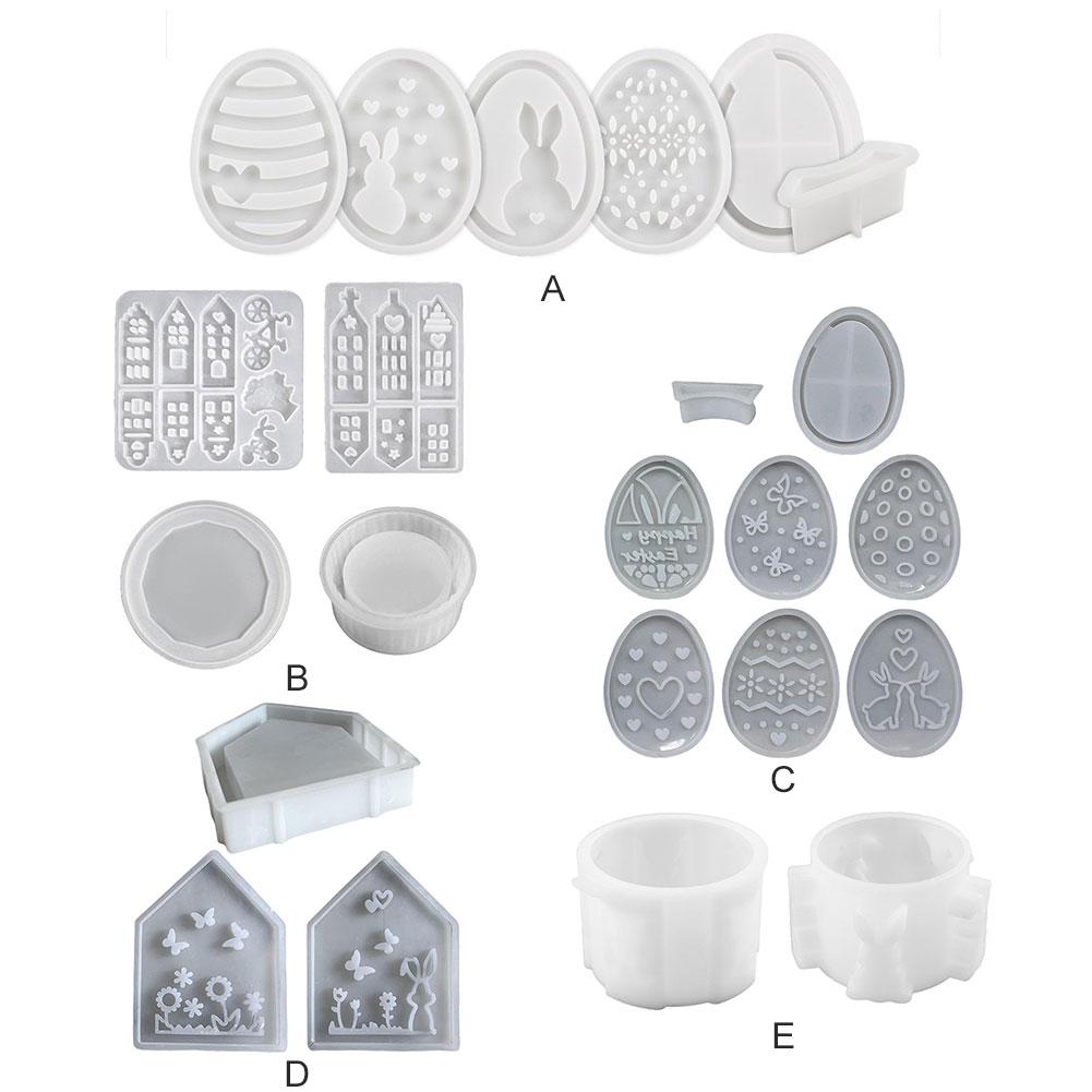 2/3/4/6/8 Stück Hohl Osterei Hase Lampe Silikonform DIY Silhouette Gips Kerzenständer Gipsform für Heimdekoration