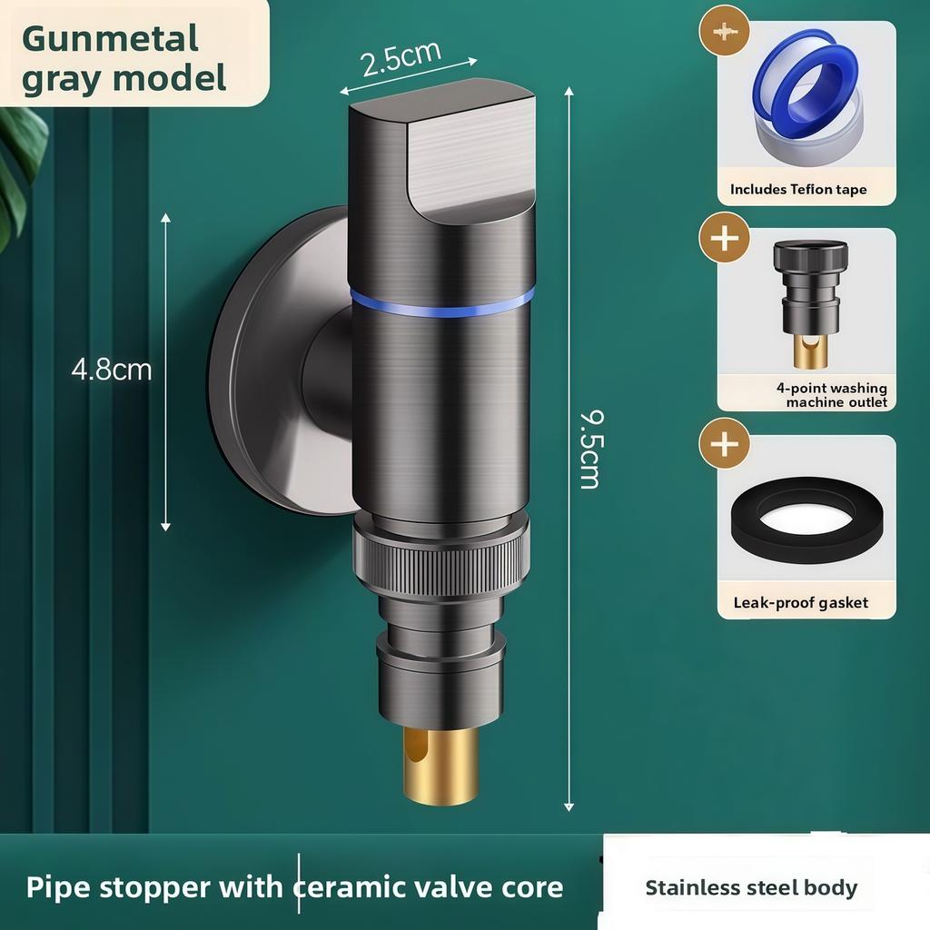 Household Stainless Steel Washing Machine Faucets With Water Stop Valve G1/2 Single Cold Wall Mounted Tap Bathroom Accessories