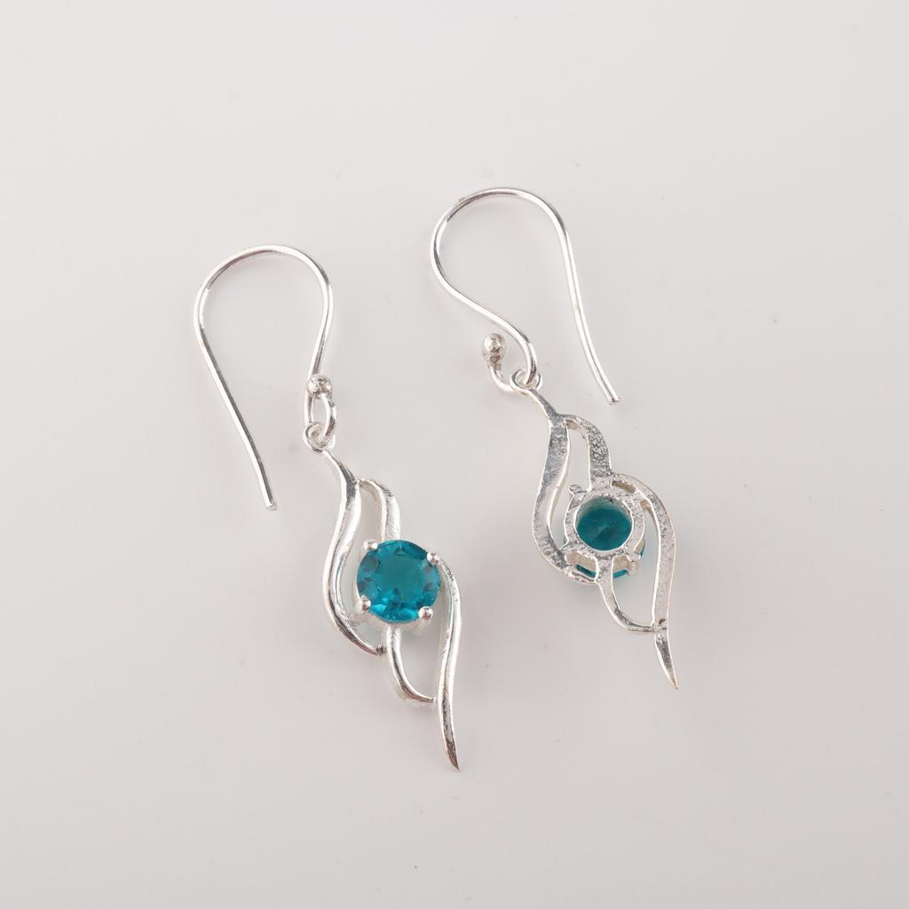 Apatite Naturale Argento Sterling 925 Gioielli da Donna Orecchino di Design 1.7" Per Regalo di Anniversario CE-22-3