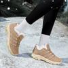 TUINANLE Women Cotton Shoes Winter Casual Plush Warm Snow Boots Female Outdoor Non-Slip Lace Up Walking Sneakers Men