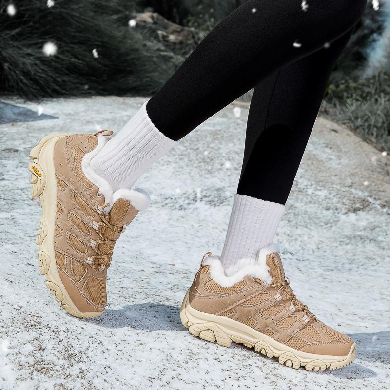 TUINANLE Women Cotton Shoes Winter Casual Plush Warm Snow Boots Female Outdoor Non-Slip Lace Up Walking Sneakers Men
