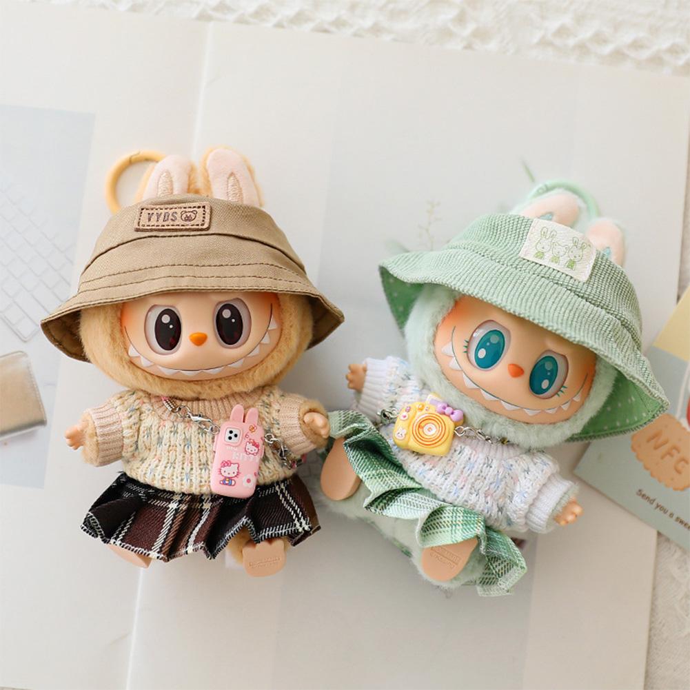 

Mini Doll S Clothes Outfit Accessories For 15-17cm Labubu Idol Knitted Sweater JK Pleated Skirt Camera Shoes Set Clothing Gift 01#