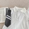 Korean-Style Preppy Romper: Trendy Infant Gift for Girls & Boys, Includes Tie - Perfect for One-Year-Olds.