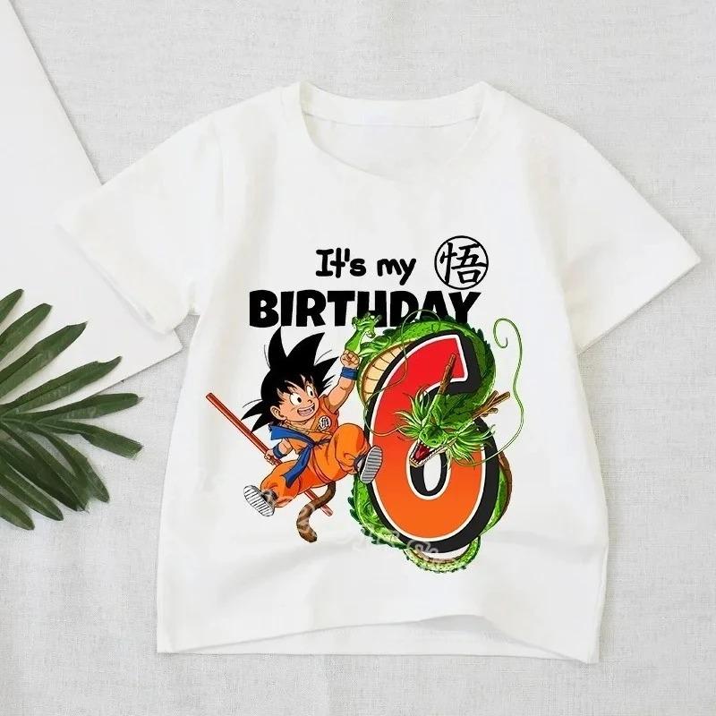 Dragon Ball T-shirt Boys Number Clothes Fashion Goku Anime Figure Print Clothing Tops Kids Summer Breathable Tops Birthday Gift