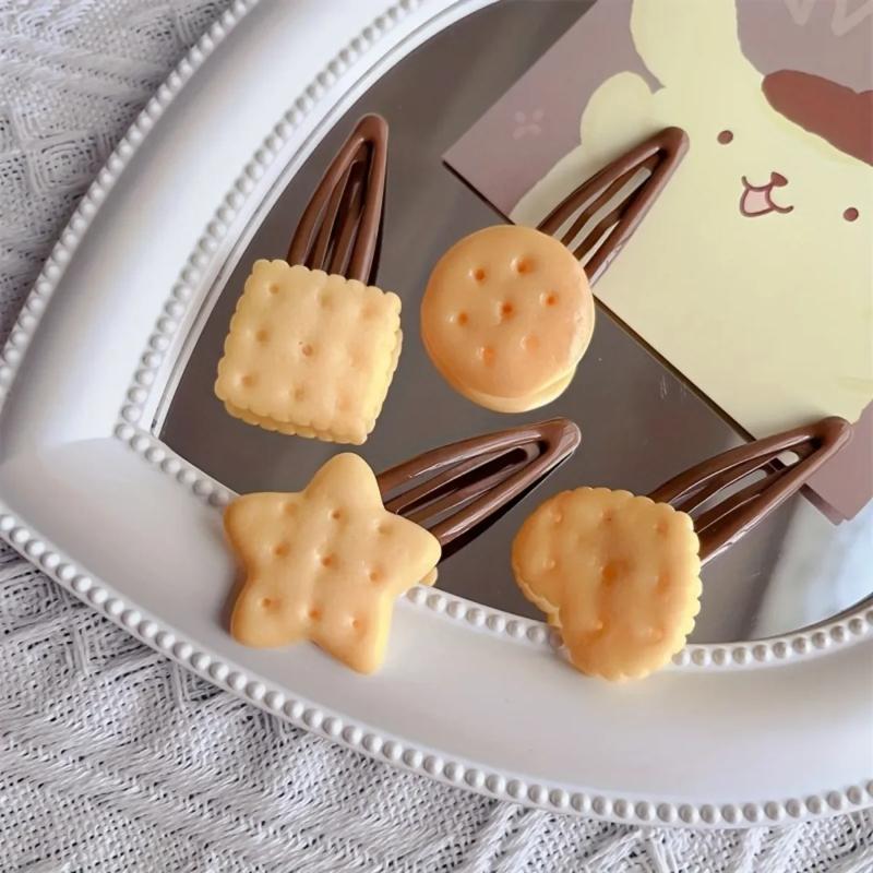 8pcs/Set Simulated Cookie BB Clip, Heart-shaped Star Hair Clip, Cute Student Headwear, Sweet Girl Bangs, Broken Hair Clip