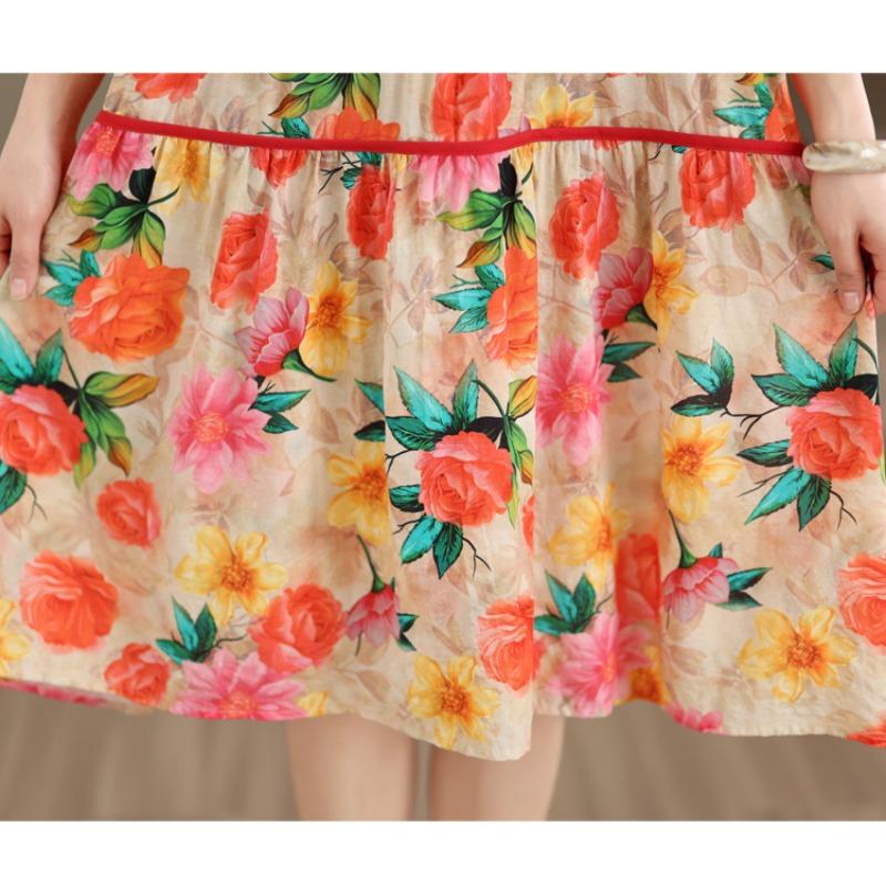 DIMANAF New 2026 Women Plus Size Summer Long Dress Sundress Loose Oversize Print Maxi Lady Floral Cotton Beach Dress