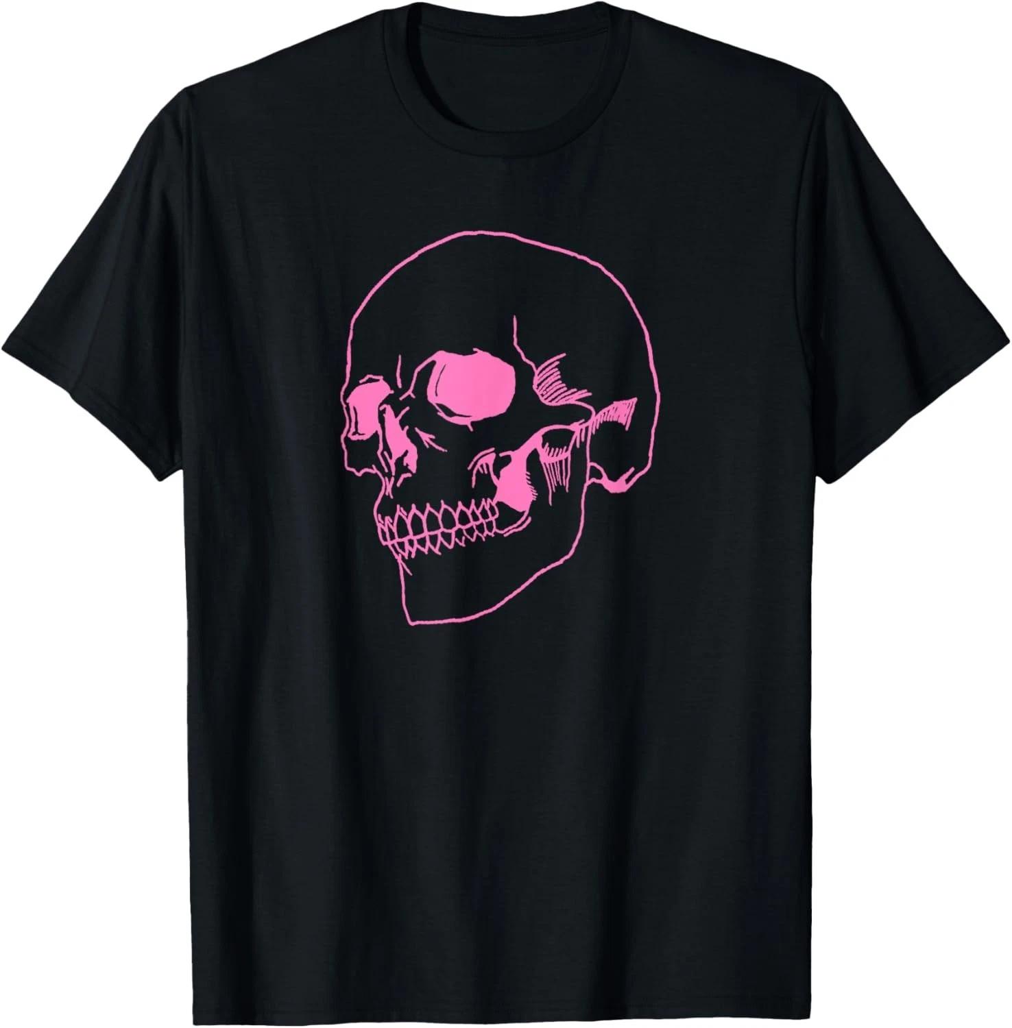 Spooky Halloween Skeleton Pastel Goth Soft Grunge Pink Skull T- Shirt 4XL