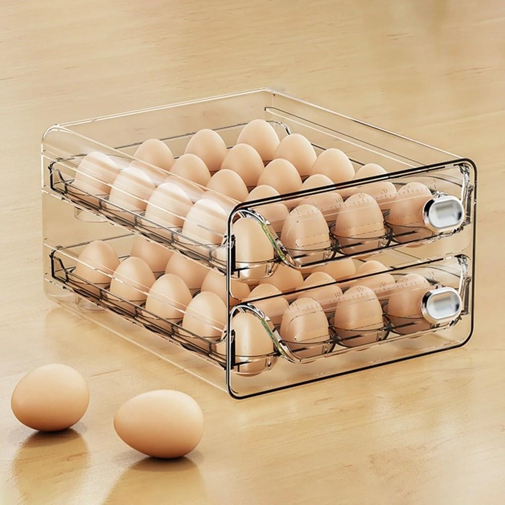 Przezroczysty Pojemnik na Jajka Dwupoziomowe Pudełko do Przechowywania Jaj Kreatywny Stojak na Jajka Utrzymujący Świeżość