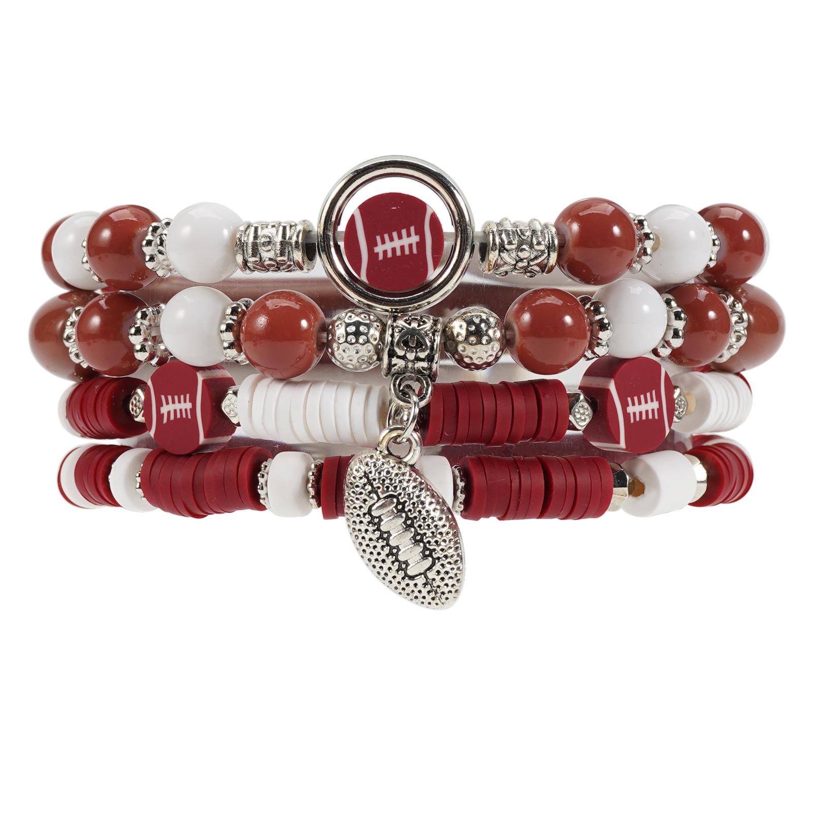 

Браслеты для баскетбола и футбола на день игры для женщин, штабелируемые эластичные браслеты из бусин хейши 18cm