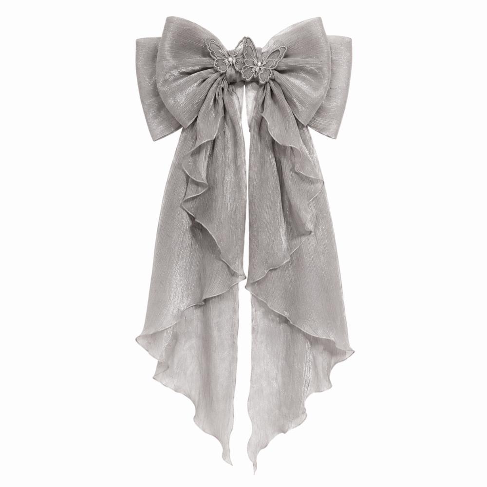 Multicolor Trailing Bowknot Safety Pin with Pin Waist Accessories Double Layer Bowknot Shiny Silk Double Layer серый