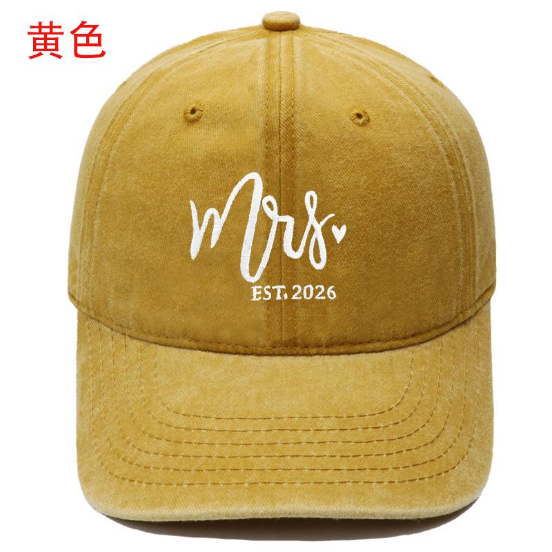 Popular Mr. Mrs. Embroidered Baseball Cap Washed Retro Male and Female Couples Casual Outdoor Sun Hat