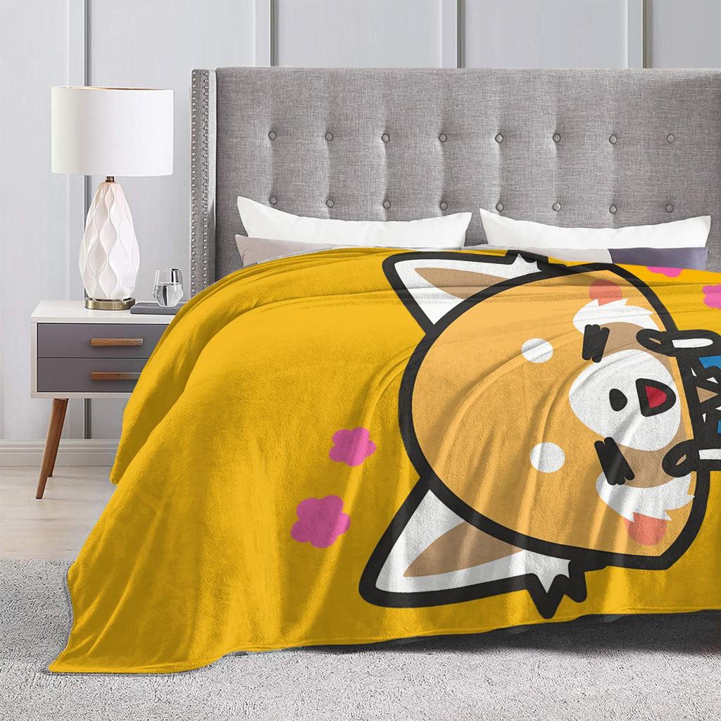 Aggretsuko Flannel Blankets Winter Soft Throw Blanket for Boy Girl Couch Bed Funny Bedspread Sofa Bed Cover