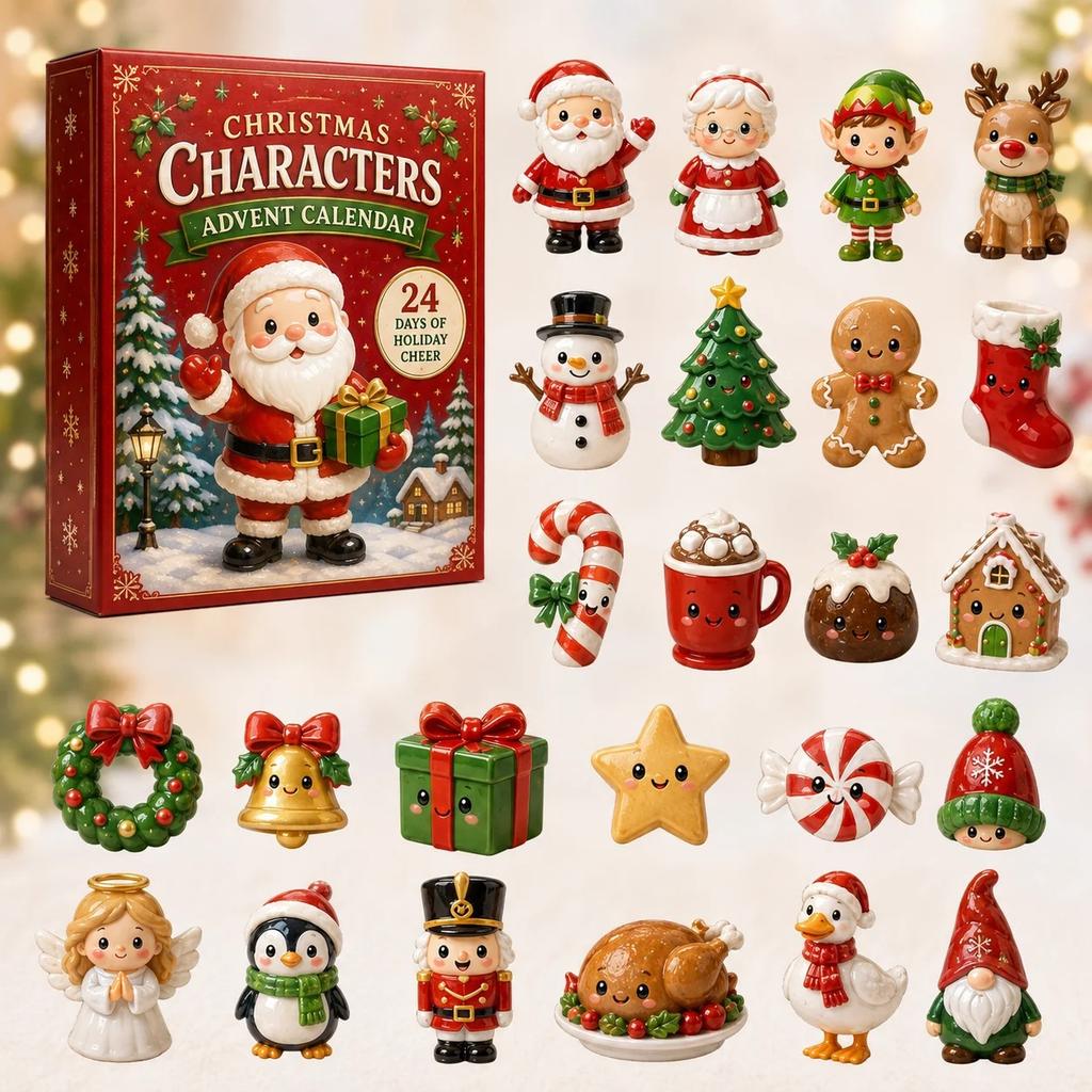 24-Day Mini Christmas Brick Ornament Advent Calendar,Unique Designs, Buildable Bricks, Hanging Loops Included, Holiday Countdown