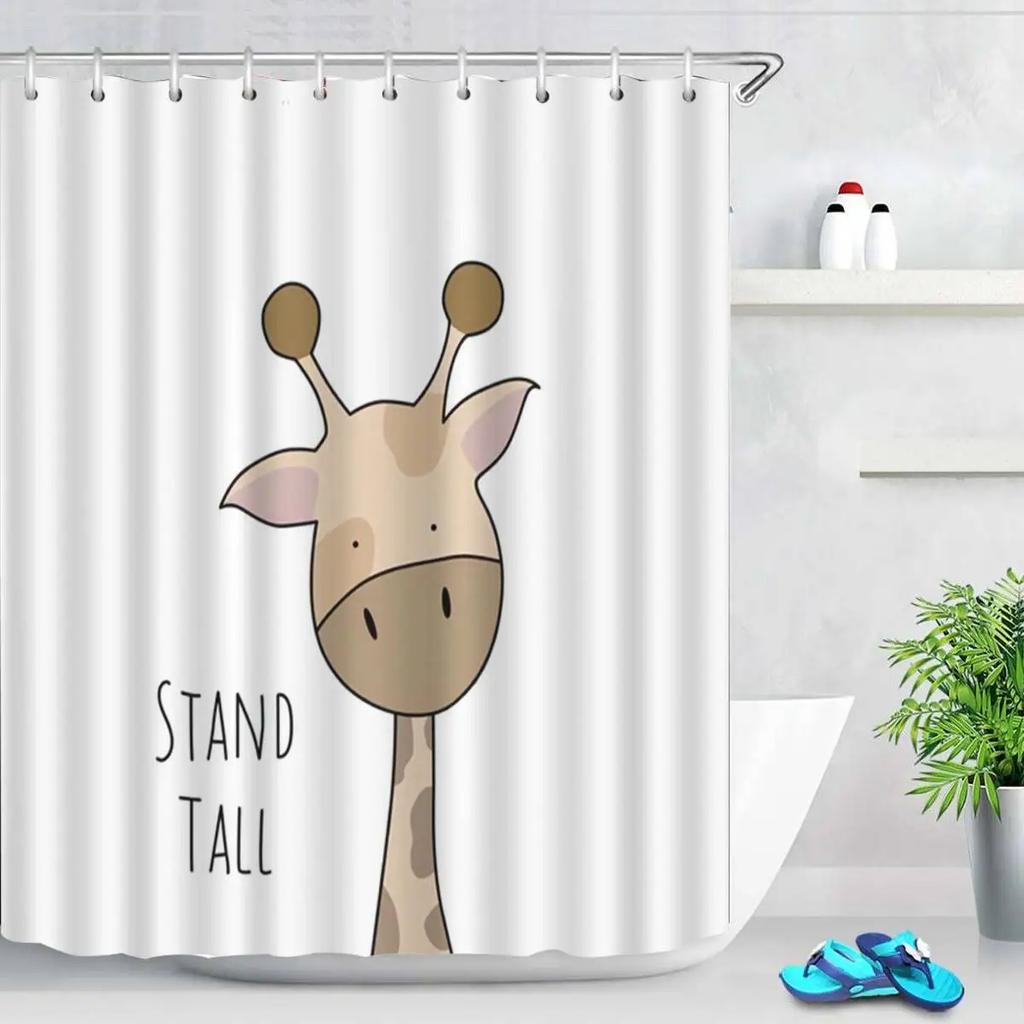 Animal Style Shower Curtain Lion Bathroom Curtain Cartoon Hedgehog Pattern Vintage Bathroom Waterproof Curtains 3D Shower Screen