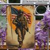 2D Flat Decorative Aluminum Sign Plaque 1pc 8x12 Inch Sign with Message "American Flag and Soldiers" Perfect Room Decor for Veteran Room, Living