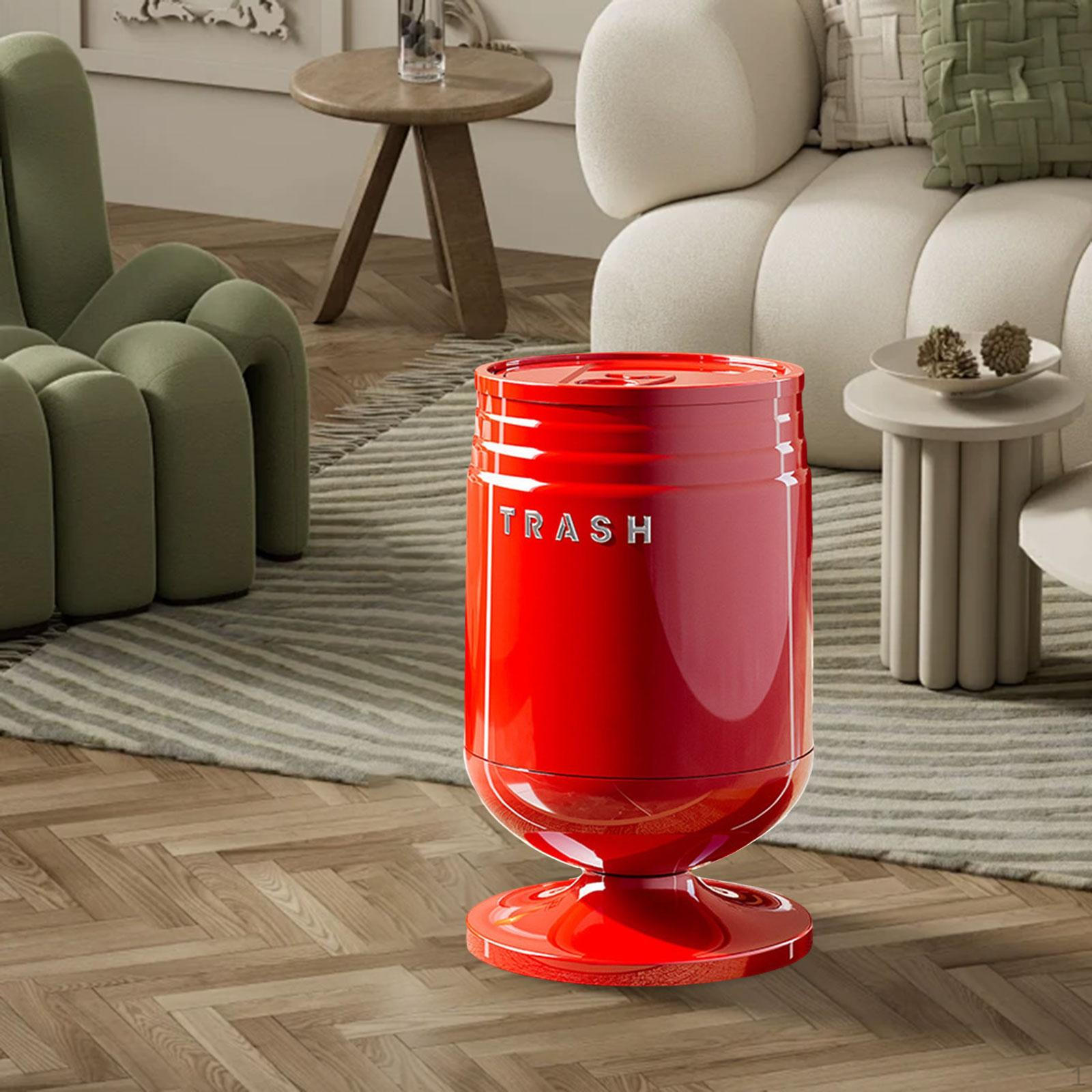 

Waste Bin with Hinged Lid. Decorative Container Made of , Odor-insulated Material And Stylish M червоний