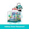 Sanrio Store Building Blocks Hello Kitty Kuromi Pochacco PomPom Bakery Dessert House Ocean Restaurant Shop Model Mini Brick Toys