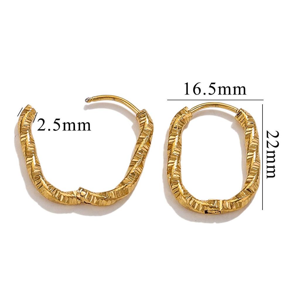 6pcs Stainless Steel Rectangular Textured Earrings Earring Hooks Fittings 18K PVD Gold Plated DIY Jewellery Parts Earrings