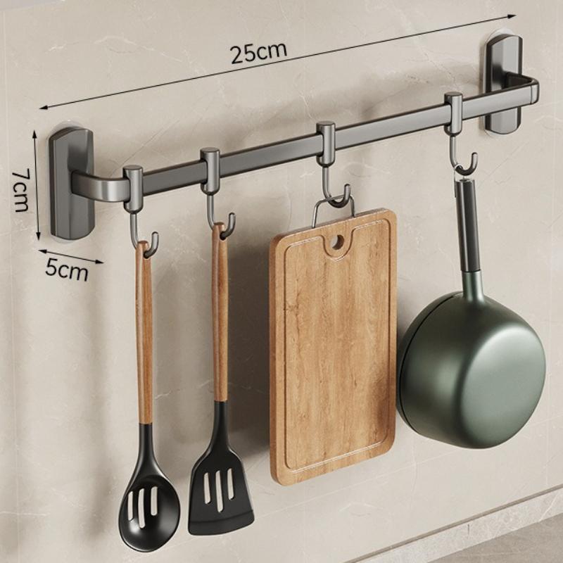 Kitchen Hook No Punching Hanging Rod, Kitchen Rack, Spatula, Spoon, Hanger, Row Hook, Wall-mounted Storage