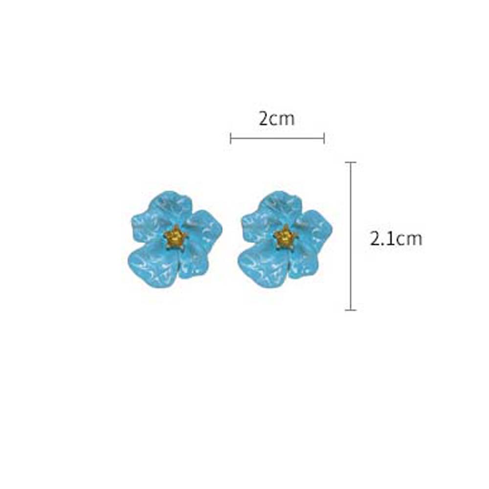 Ear Accessories Blue Flower Earrings Korean Style Flower Stud Earrings Flower Ear Studs  Party
