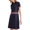 Fila Sports Lifestyle Series Fashion Casual Polo Neck Loose Short Sleeve Dress Women Dresses Legendary-Blue F51W321310FNV