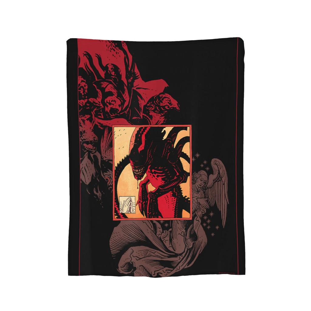 Aliens 45th Anniversary Xenomorph Blanket Coral Fleece Plush Textile Decor Space Multi-function Throw Blanket for Bedding Quilt