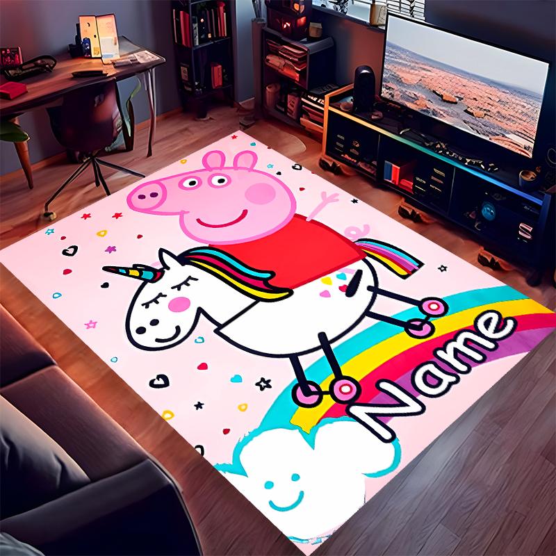 Custom personalization Peppa Pig Print Area Rug - Soft, Washable Non-Slip Indoor Mat,Living Room,Home&Office Decorative Rug