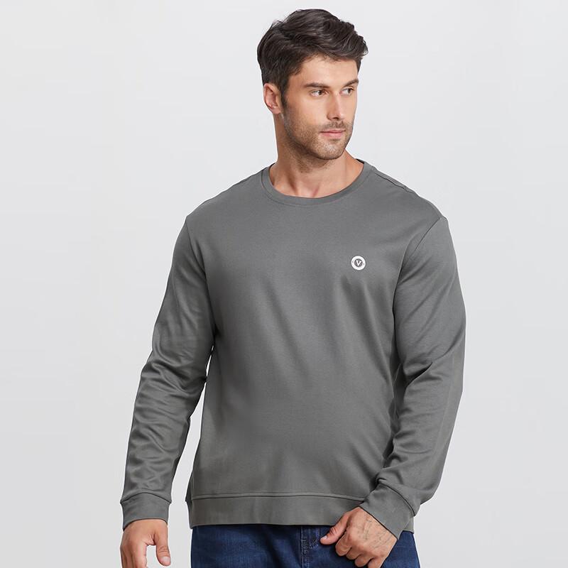 Dibenze Men's Plus Size Solid Long-Sleeve Crewneck Sweatshirt