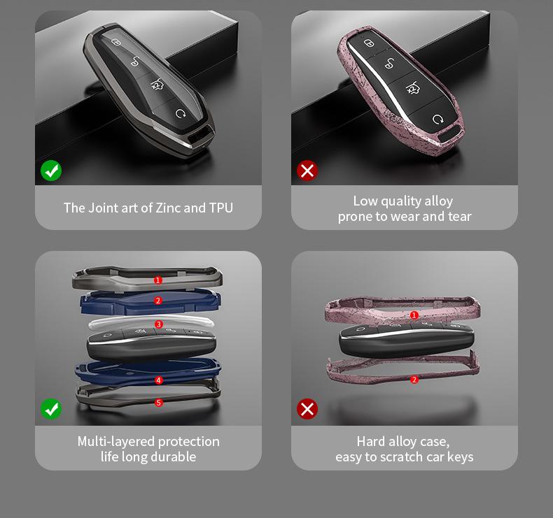 Compatible Key Case for 21 BYD Models: Tang, Song, Yuan, Qin Plus DMI, EV Car Key Shell with Buckle