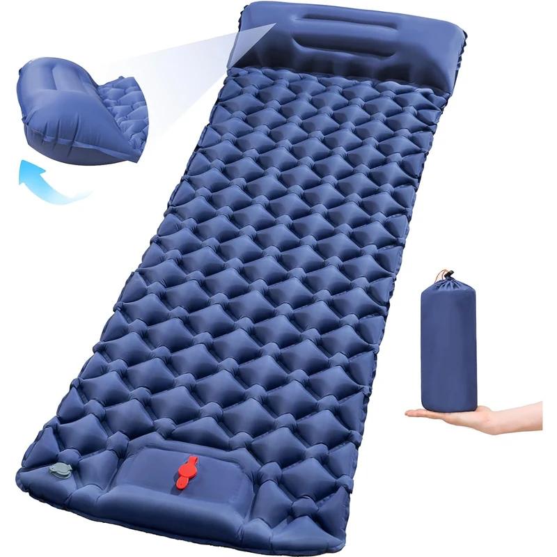 Ultralight Inflatable Sleeping Pad With Pillow Folding Outdoor Camping Air Mat Beach Travel Hiking Sleep Mat