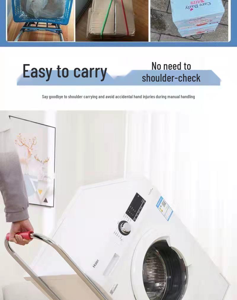 Carrito de Compras Plegable Portátil para Uso Doméstico - Carrito de Equipaje de Acero al Carbono Tirado a Mano para Comestibles