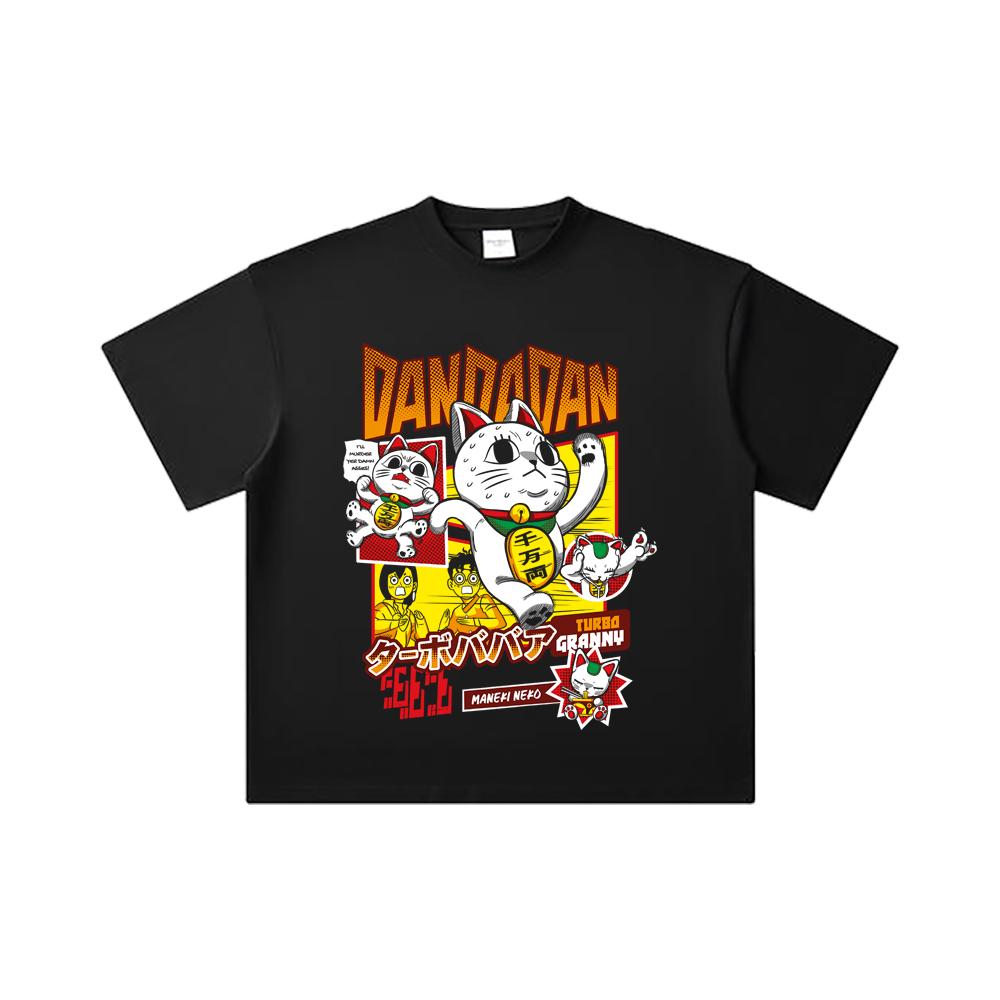 260 GSM Double Yarn 32 Count 100% Cotton Dandadan V31 Turbo Granny Print Unisex Heavy Cotton T Shirt