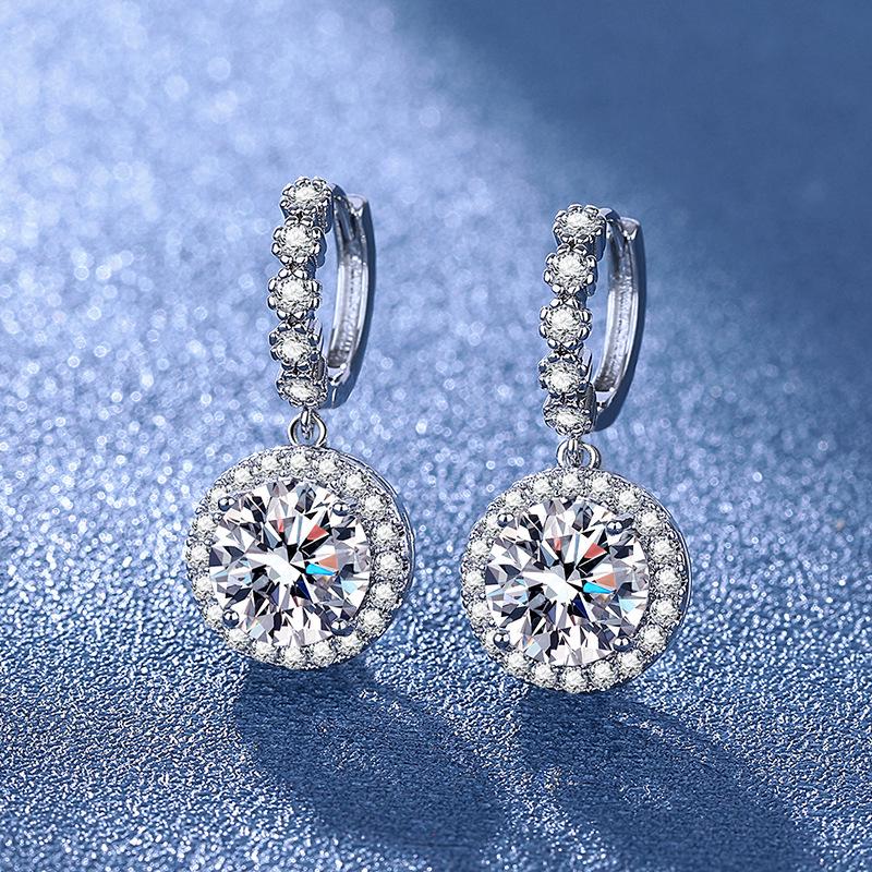 

Bright 3 Carat Round Cut Luxury Dangle Earrings - Elegant High-End Jewelry Accessories платиновый