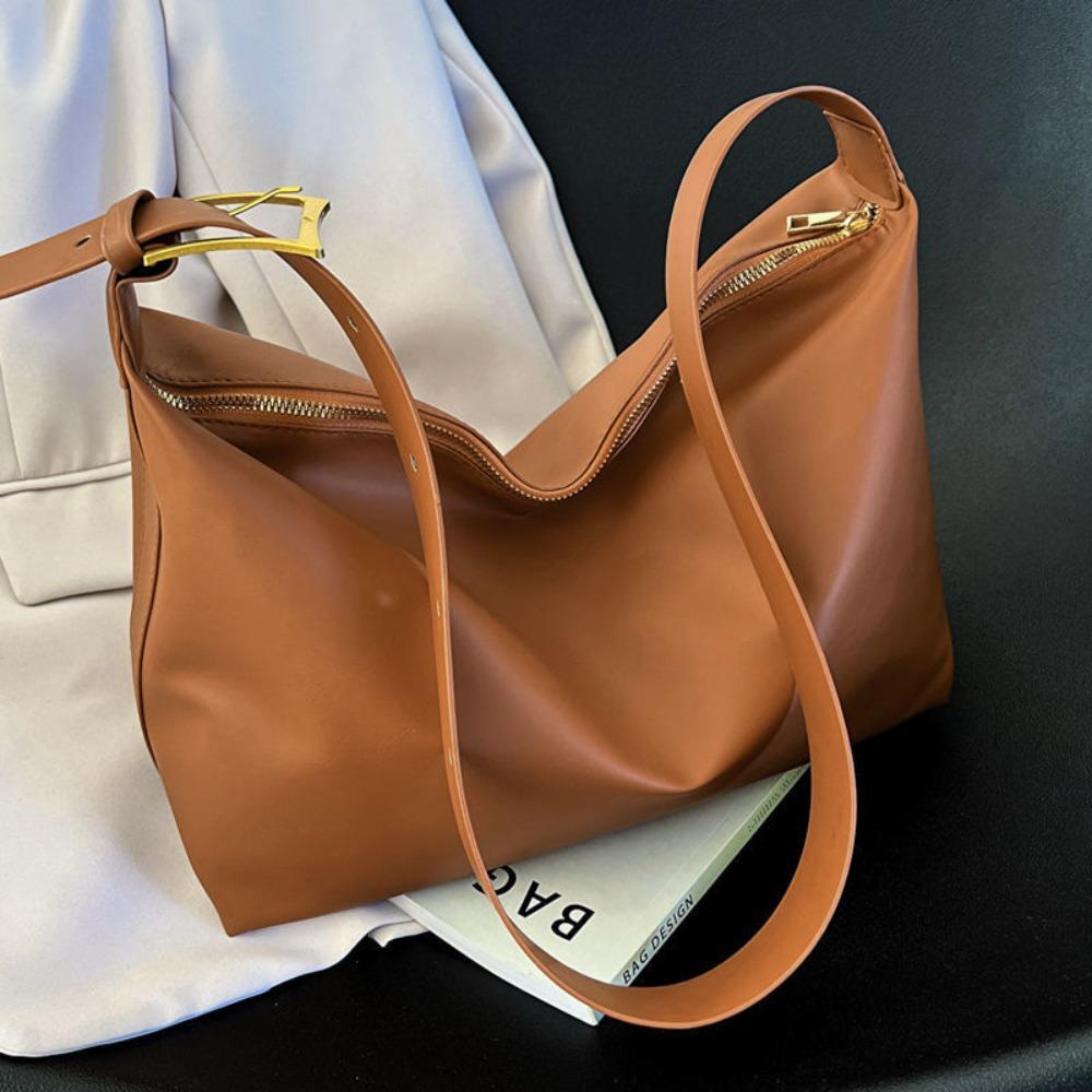 

Solid Color PU Dumpling Bag Pillow Bag Shoulder Bag Portable Pillow Crossbody Bag Shopping коричневый