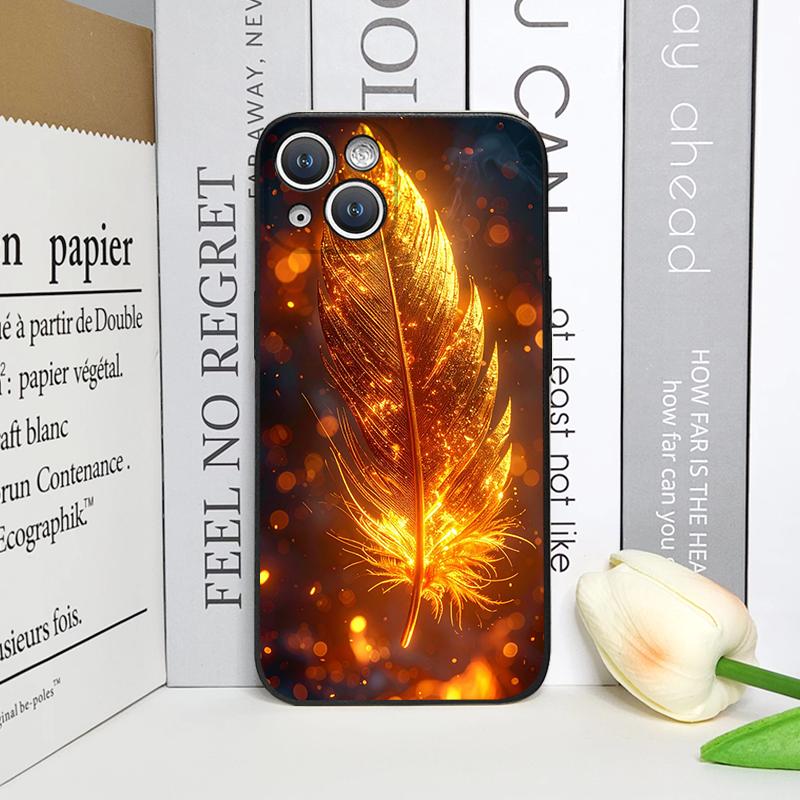 Luxury Phoenix Fire Feather Pattern Phone Case for iPhone 17 16 12 11 14 Plus 13 14 15 Pro Max 12 13 Mini X XS MAX XR Soft Cover