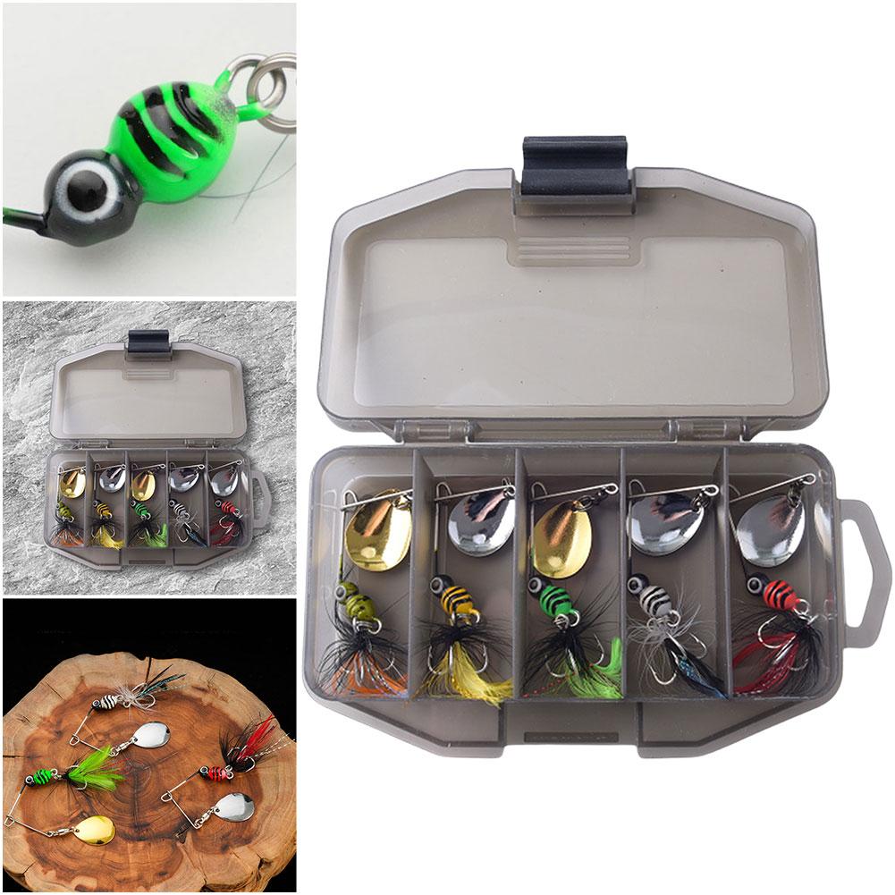 5Pcs Spinner Fishing Lure with Feathered Treble Hooks Artificial Hard Baits Spinnerbait for Bass Salmon Trout