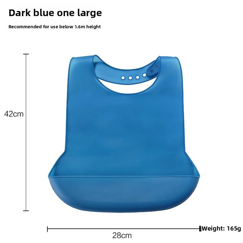 

Взрослый силиконовый слюнявчик для пожилых людей, карман для риса, водонепроницаемый, трехмерный карман для риса, большой детский силиконовый нагрудник для еды, карман для слюны Large темно-синий