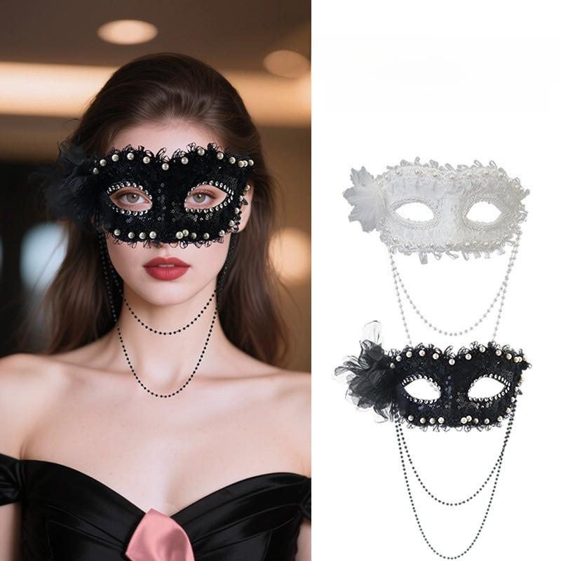 Pärldrottning Halvmask i Plast för Temafester och Föreställningar