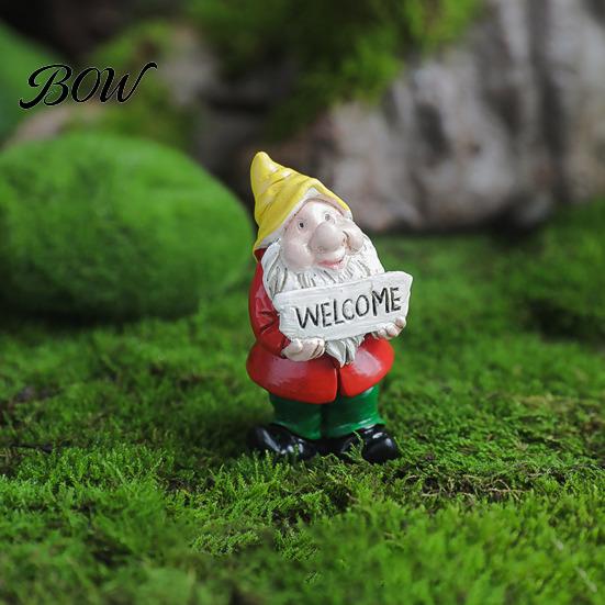 Whimsical Outdoor Garden Decor Mini Gnomes Figurine, Resin Welcome Gnome Statue, Small Handcrafted Ornament Dwarf for Fairy Garden, Flower Pot,