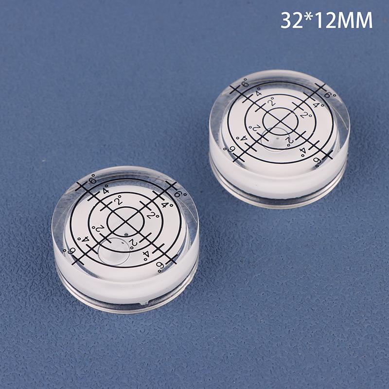 2Pcs/set 32mm Spirit-Bubble Level Surface Degree Marking Level Round Measuring Meter Acrylic For Construction Manual Tools Parts
