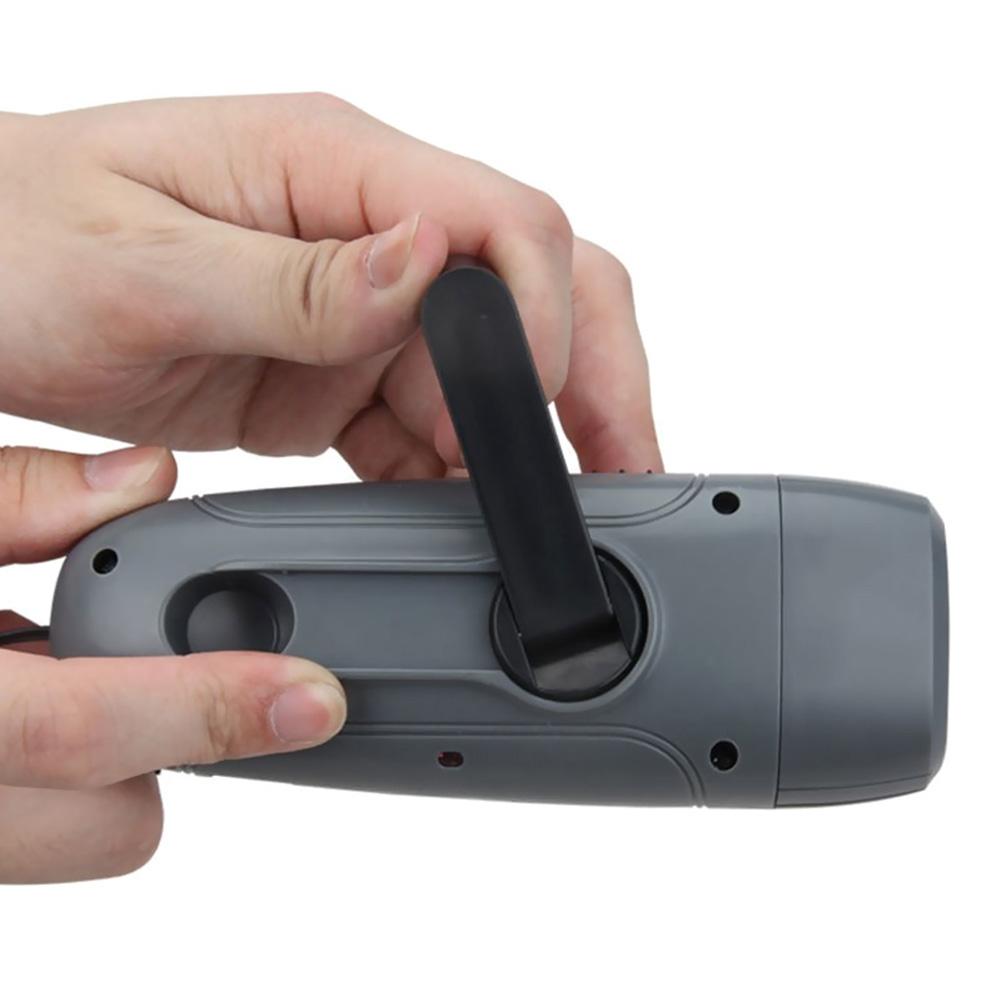 Portable Hand Crank Led Flashlight With Fm Radio Alarm Function Multifunctional Outdoor Emergency Lamp