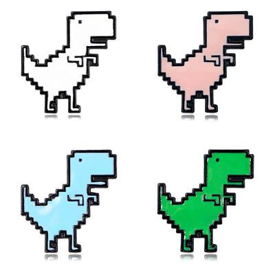 Spilla smaltata dinosauro Giurassico in stile pixel