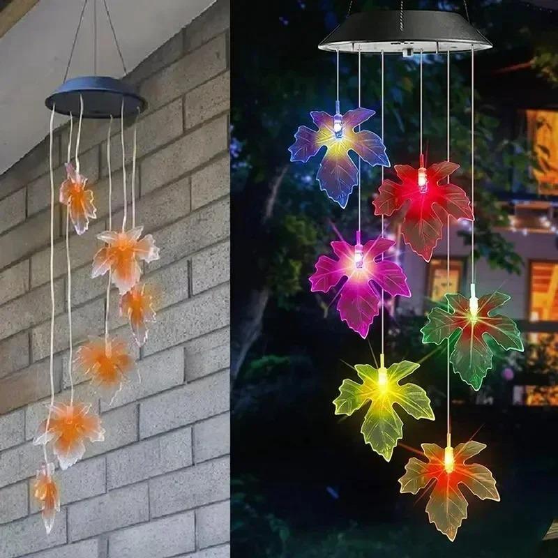 Outdoor Colorful Gradient Solar Wind Chime Lamp Hummingbird Butterfly Landscape Light, LED Courtyard Decoration Atmosphere Light