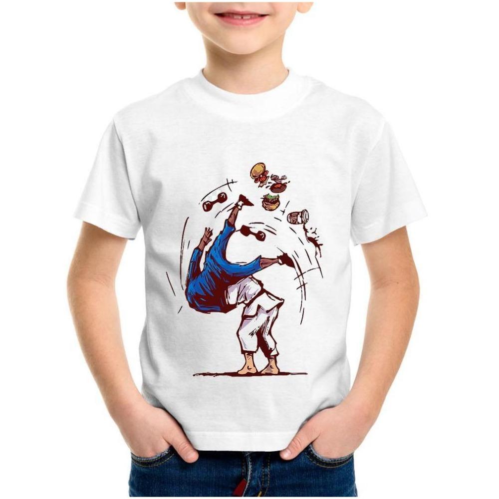 Abbigliamento Bambini T-shirt Ragazzo Manica Corta Top T-shirt Bambina Stampa Judo Casual Girocollo Moda Bambini Abbigliamento Estivo Vestiti Ragazzo
