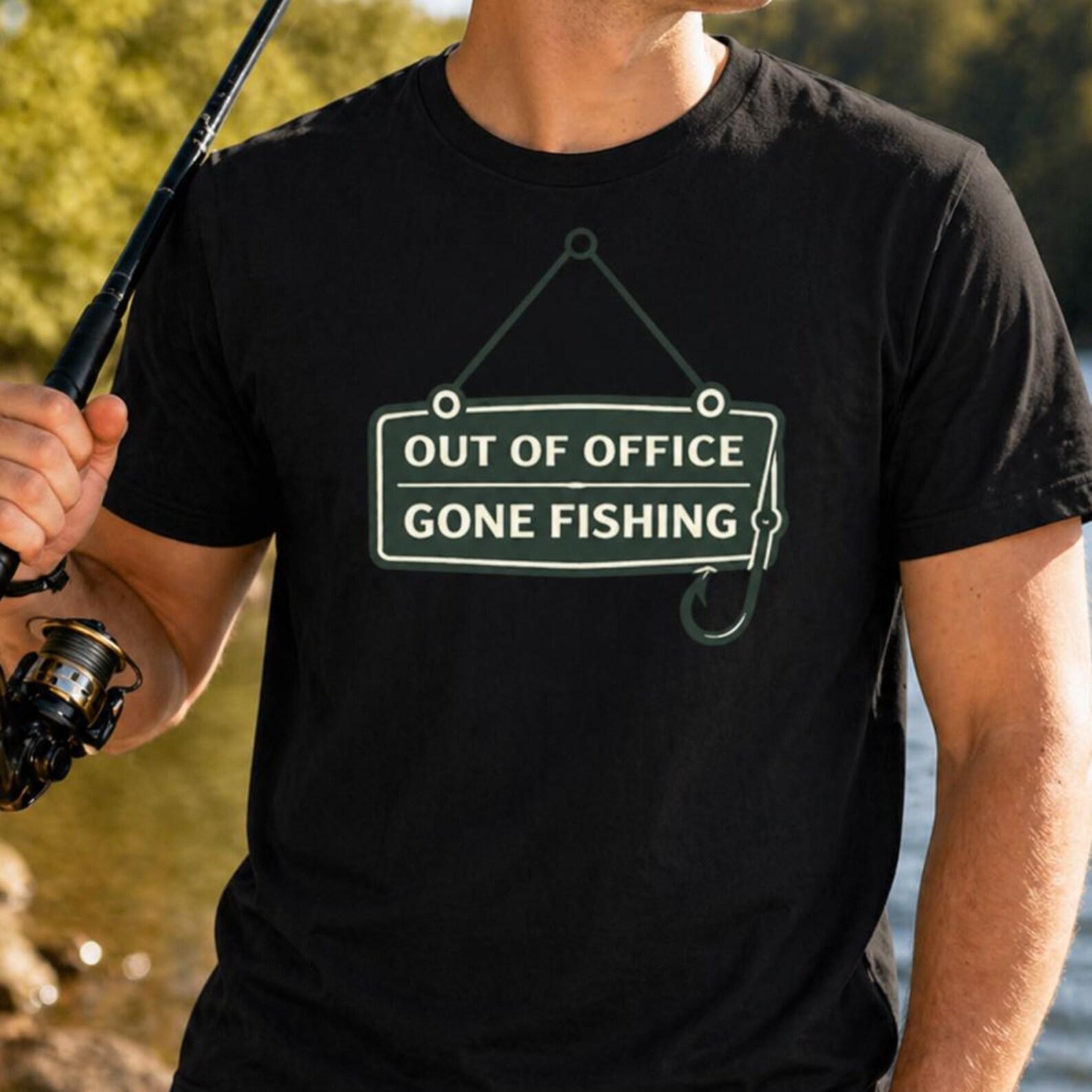 Gone Fishing Out Of Office Shirt, Minimalist Fisherman Humor Tee, Lake Life Apparel M