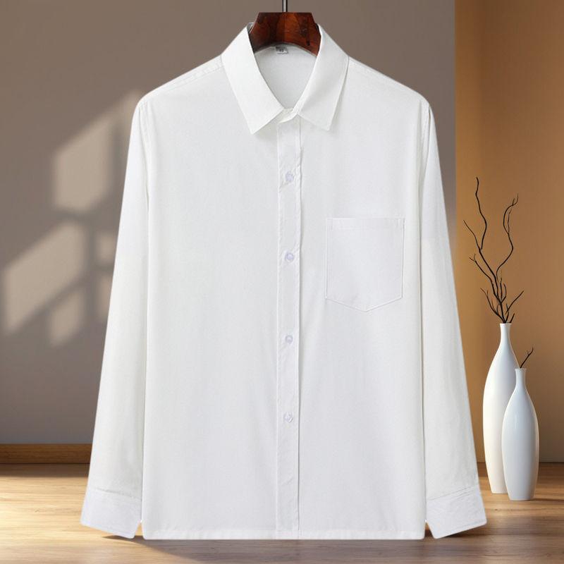 Middle-aged and Elderly Men's Short-sleeved Casual Shirt Summer Loose Ice Silk Button-up Business Shirt Old Man Grandpa Dad Outfit